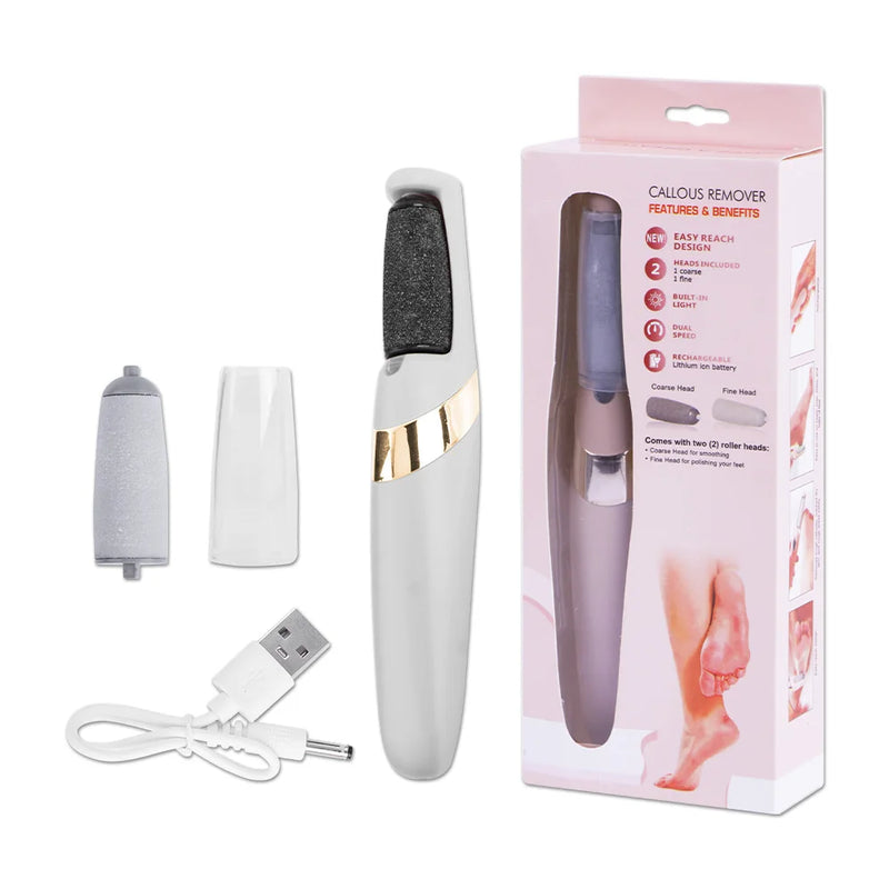 Esfoleador elétrico USB para pés rachados, pele morta, removedor de calos, ferramentas de pedicure, cuidados com os pés. Resultado incrível em 10 minutos, praticidade e eficiência no manuseio, sem cansaço e desorganização.